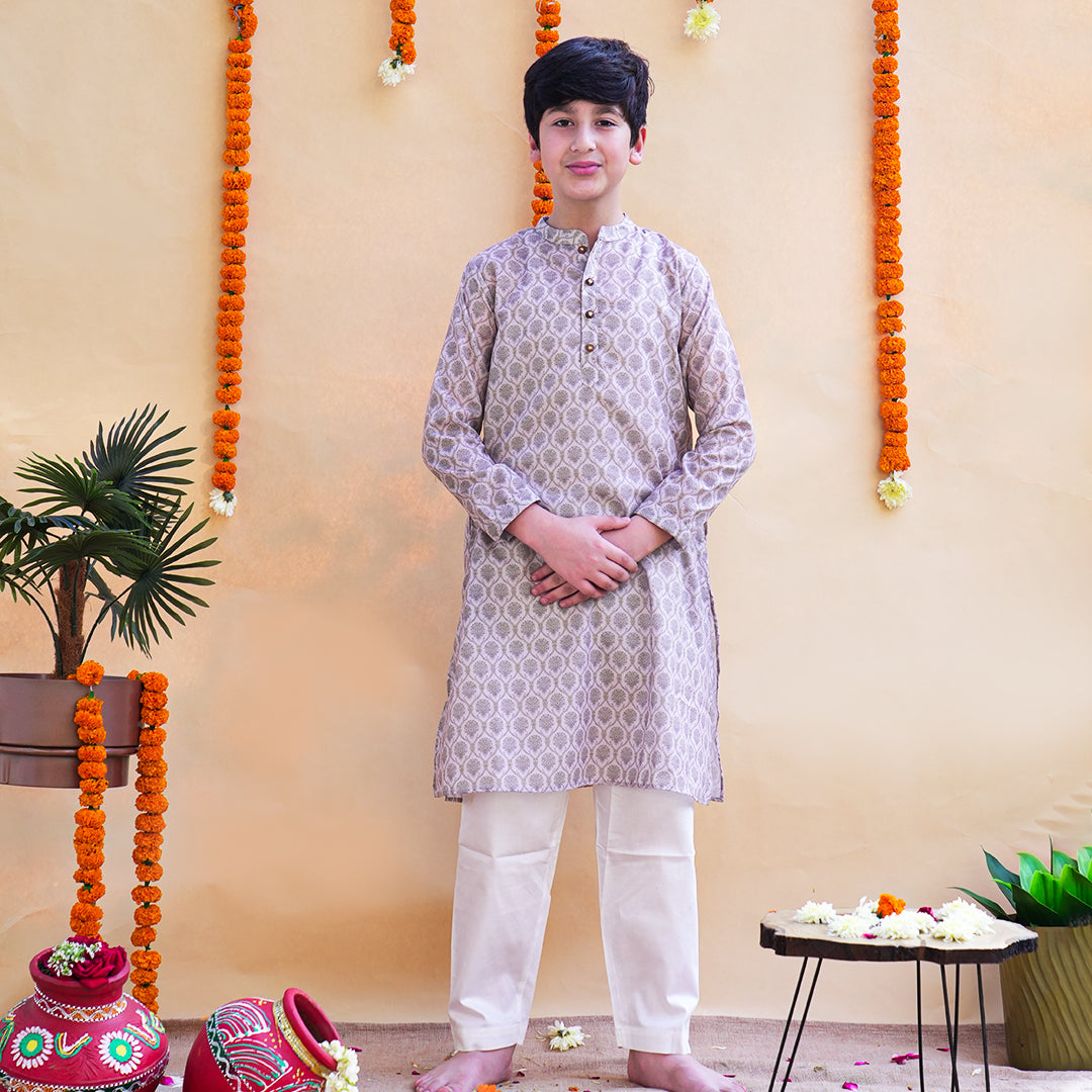 Anvay Beige Royale Kurta & Pyjama