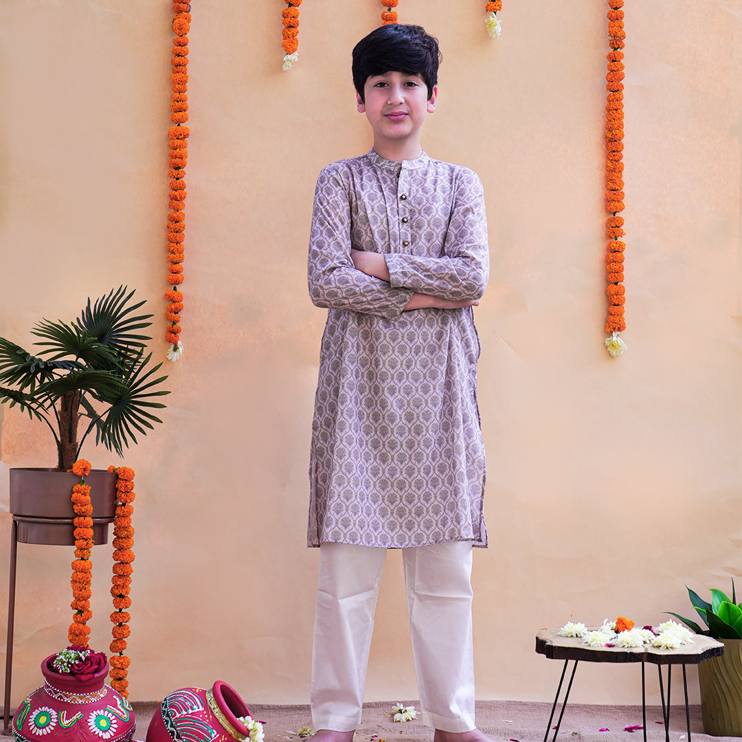 Anvay Beige Royale Kurta & Pyjama