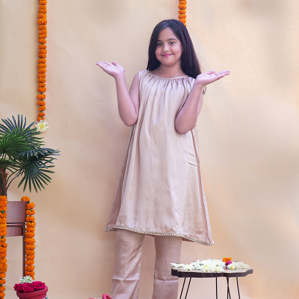 Noor beige kurta set