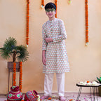 Phoolbuta Ivory Kurta & Pyjama