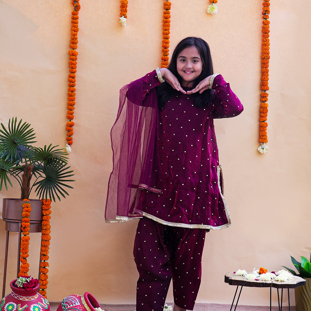 Gulnaar Mehroon Salwar Kameez Set