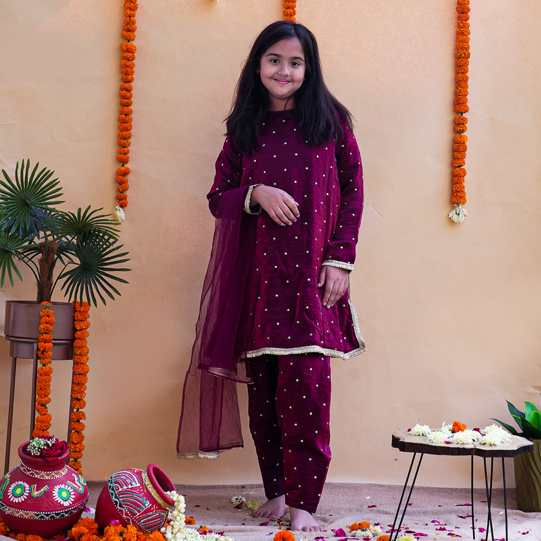 Gulnaar Mehroon Salwar Kameez Set